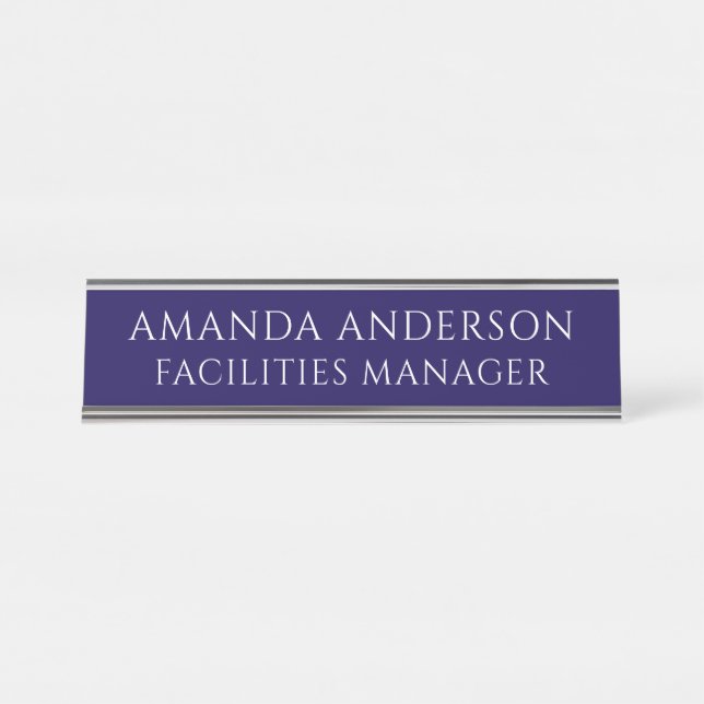 Elegant Blue Director Title Name Plate Schreibtischnamensplakette (Vorderseite )