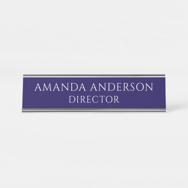 Elegant Blue Director Title Name Plate Schreibtischnamensplakette (Vorderseite )