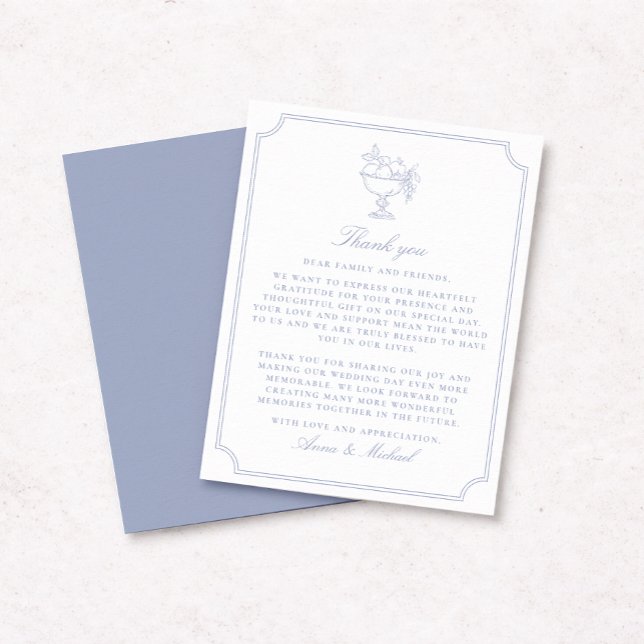 Elegant Blue Double Frame Wedding Thank You Card Save The Date (Von Creator hochgeladen)