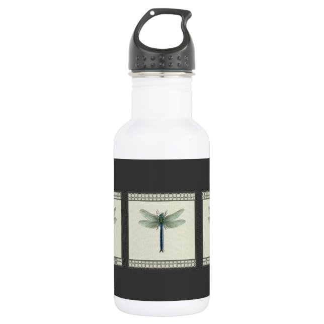 Elegant Blue Dragonfly Edelstahlflasche (Vorderseite)