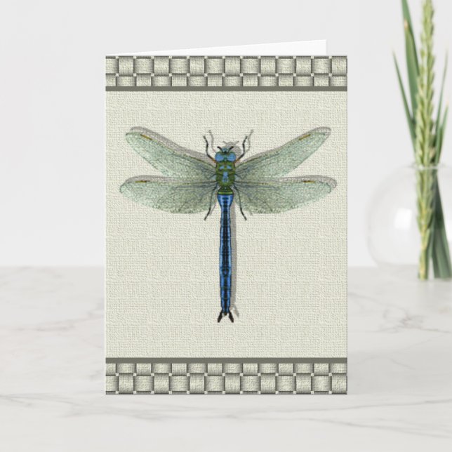 Elegant Blue Dragonfly Feiertagskarte (Vorderseite)
