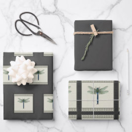 Elegant Blue Dragonfly Geschenkpapier Set