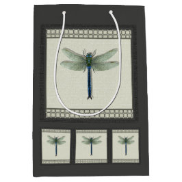 Elegant Blue Dragonfly Mittlere Geschenktüte