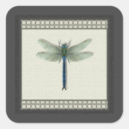 Elegant Blue Dragonfly Quadratischer Aufkleber