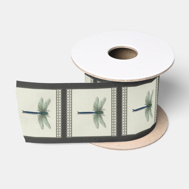 Elegant Blue Dragonfly Satinband (Spule)