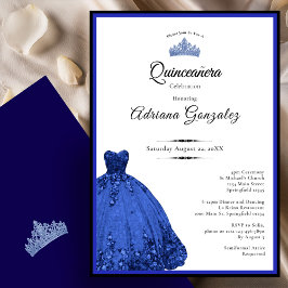 Elegant blue dress 15th birthday Quinceanera Einladung
