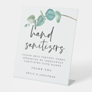Elegant Blue Eucalyptus Hand Sanitizer Station Sockelschild