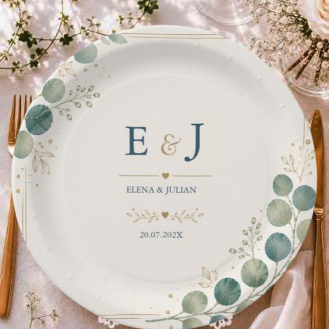 Elegant Blue Eucalyptus  Pappteller (Von Creator hochgeladen)