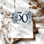 Elegant Blue Floral 30. Einladung<br><div class="desc">Tauchen Sie ein in die Welt der feierlichen Eleganz mit unserer brandneuen Reihe von Erwachsenengeburtstage-Einladungen. Diese laden zu einem neuen Bar für Eleganz ein und sind mit erlesenen Aquarellbildern in einer reichen Palette von Blues und Grüntönen geschmückt. Diese laden Vorlagen, modern und zeitlos, zum Set ein, Ihre Geburtstagssoirée in eine...</div>