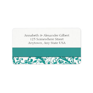 Elegant Blue Floral Adressaufkleber