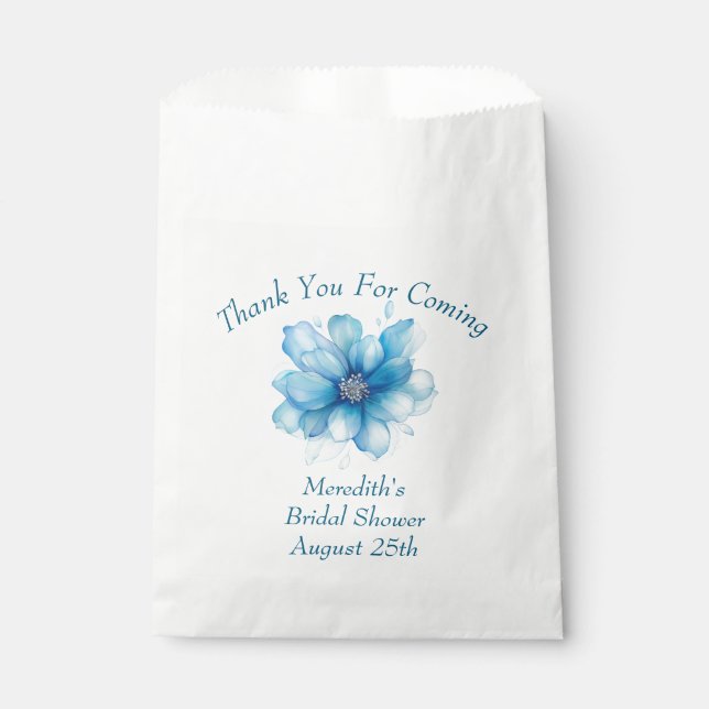 Elegant Blue Floral Brautparty Vielen Dank Geschenktütchen (Vorderseite)
