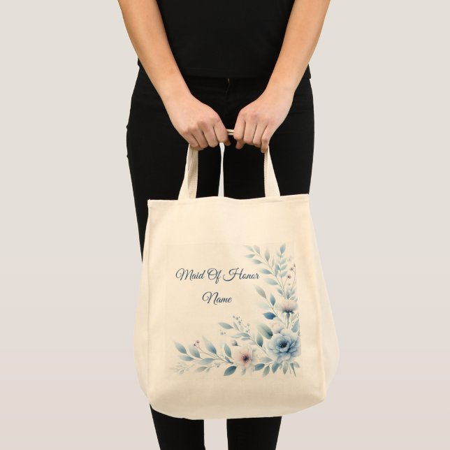 Elegant Blue Floral Bridal Party  Tragetasche (Vorderseite (Produkt))