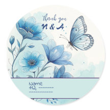 Elegant Blue Floral & Butterfly Custom