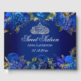 Elegant Blue Floral Diamond Tiara 16 . Geburtstag Gästebuch
