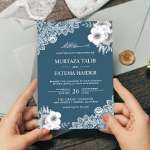 Elegant Blue Floral Lace Islamische Hochzeit