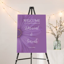 Elégant Blue Floral Mariage Affiche de bienvenue B