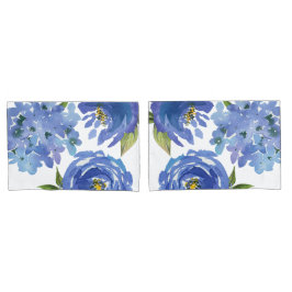 Elegant Blue Floral Peonies and Hydrangea Flowers Kissenbezug