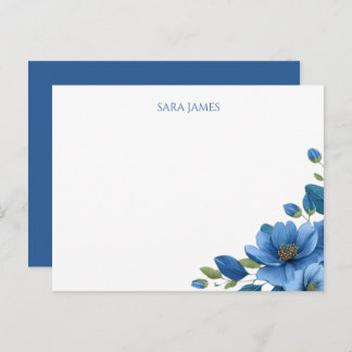 Elegant Blue Floral Personal Postcard Postkarte