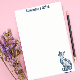 Elegant Blue Floral Porzellan-ähnliche Katze, nied Post-it Klebezettel