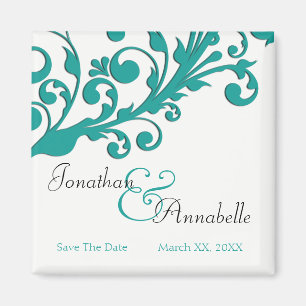Elegant Blue Floral Save the Date Magnet