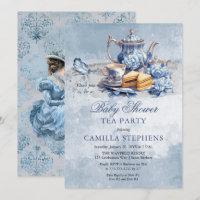 Elegant Blue Floral Tea Set Babydusche Tee