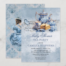 Elegant Blue Floral Tea Set Babydusche Tee