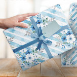 Elegant Blue Floral Watercolor Pattern Geschenkpapier<br><div class="desc">Wrap your gifts in timeless elegance with this blue floral patterned wrapping paper. With blue and white blooms, soft stripes and green leaves in a watercolor style, this gift wrap creates a breezy, garden-inspired look perfect for spring and summer celebrations. Ideal for bridal showers, Mother’s Day, birthdays and any occasion,...</div>
