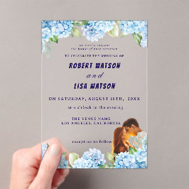 Elegant Blue Floral Wedding Acryleinladungen