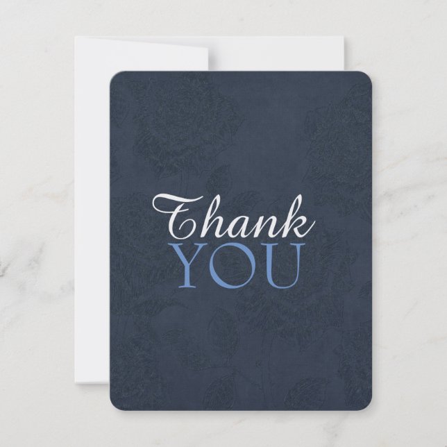 Elegant Blue Floral WEDDING DANK YOU CARD Dankeskarte (Vorderseite)