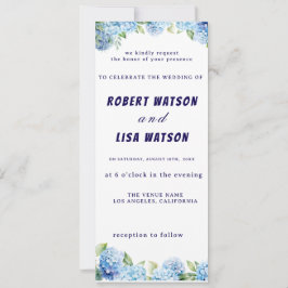 Elegant Blue Floral Wedding Einladung