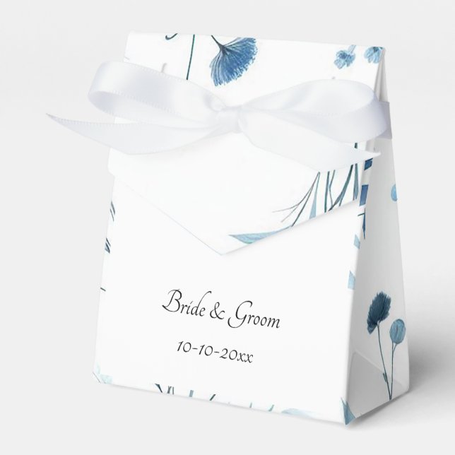 Elegant Blue Floral Wedding Geschenkschachtel (Vorderseite)