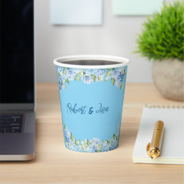 Elegant Blue Floral Wedding  Pappbecher
