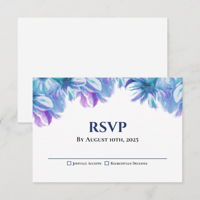 Elegant Blue Floral Wedding RSVP (Vorne/Hinten)
