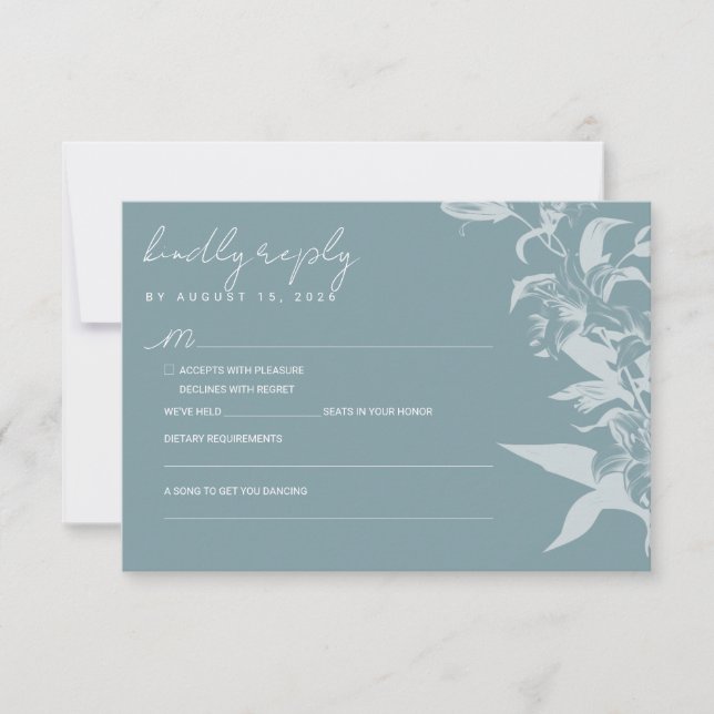 Elegant Blue Floral Wedding RSVP Card Karte (Vorderseite)