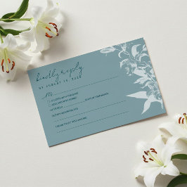 Elegant Blue Floral Wedding RSVP Card Karte