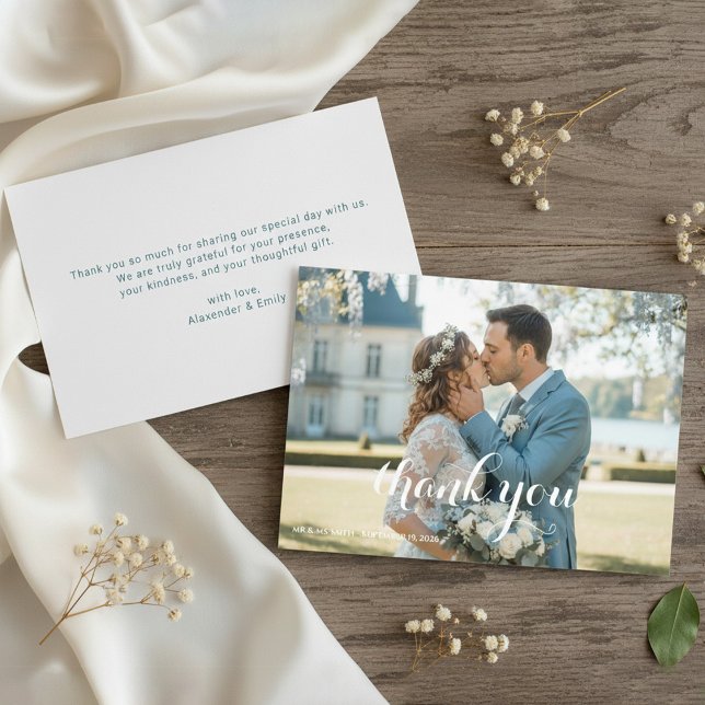 Elegant Blue Floral Wedding Thank You Card RSVP Karte (Von Creator hochgeladen)