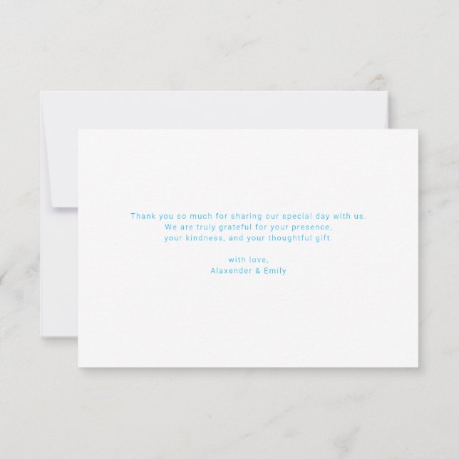 Elegant Blue Floral Wedding Thank You Card RSVP Karte (Rückseite)
