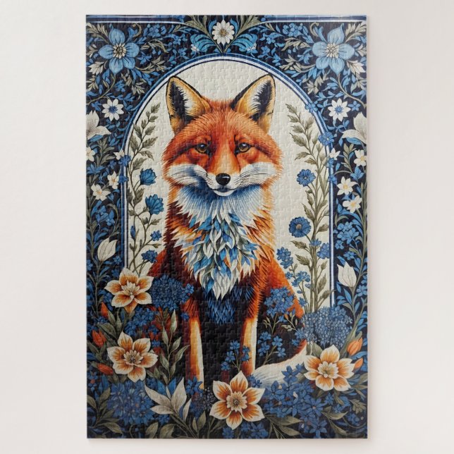 Elegant Blue Floral William Morris Inspiriert Fox (Vertikal)