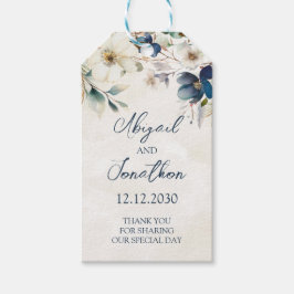 Elegant Blue Floral Winter Wedding Geschenkanhänger