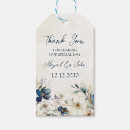 Elegant Blue Floral Winter Wedding Geschenkanhänger