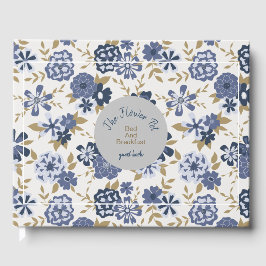 Elegant Blue Flowers Gästebuch