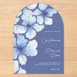 Elegant Blue Flowers Wedding Acryleinladungen