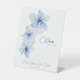 Elegant Blue Flowers Wedding Cheers Open Bar Sockelschild