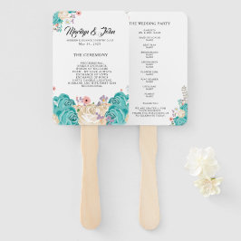 Elegant Blue Flowers Wedding Fächer