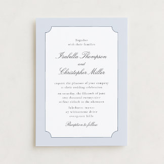Elegant Blue Frame Classic Wedding Invitation  Kró Einladung