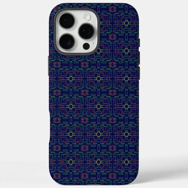 Elegant Blue Geometric iPhone 16 Pro Max Hülle (Rückseite)