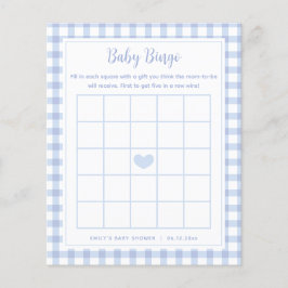 Elegant Blue Gingham Boy Baby Shower Bingo Game
