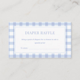 Elegant Blue Gingham Boy Baby Shower Diaper Raffle Begleitkarte