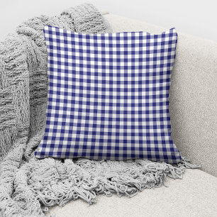 Elegant Blue Gingham Karos Pattern Kissen