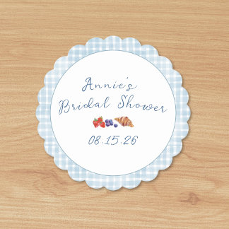 Elegant Blue Gingham Picnic Brunch Brautparty Untersetzer